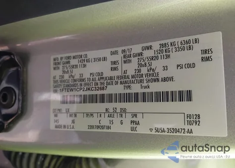 2018 Ford F-150 Xl from USA, damaged, VIN 1FTEW1CP2JKC32687